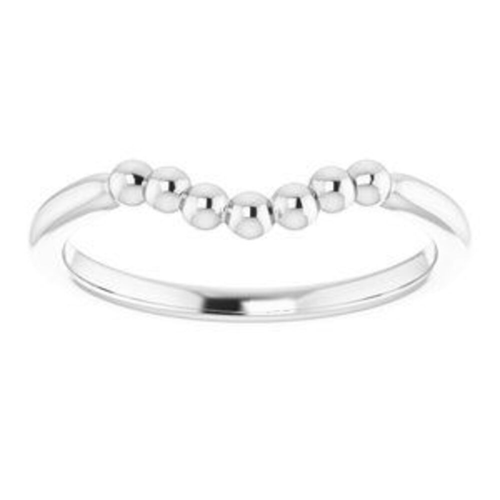 14k White Stackable Beaded Stackable Ring - image 3